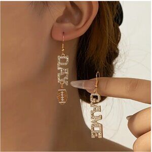 New Game Day Rhinestone Football Earrings for Football Season